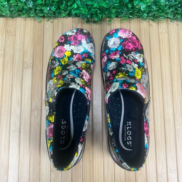 Klogs Slip On Multicolored Flower Nurses Shoes Womens Sz 9M - Picture 4 of 10